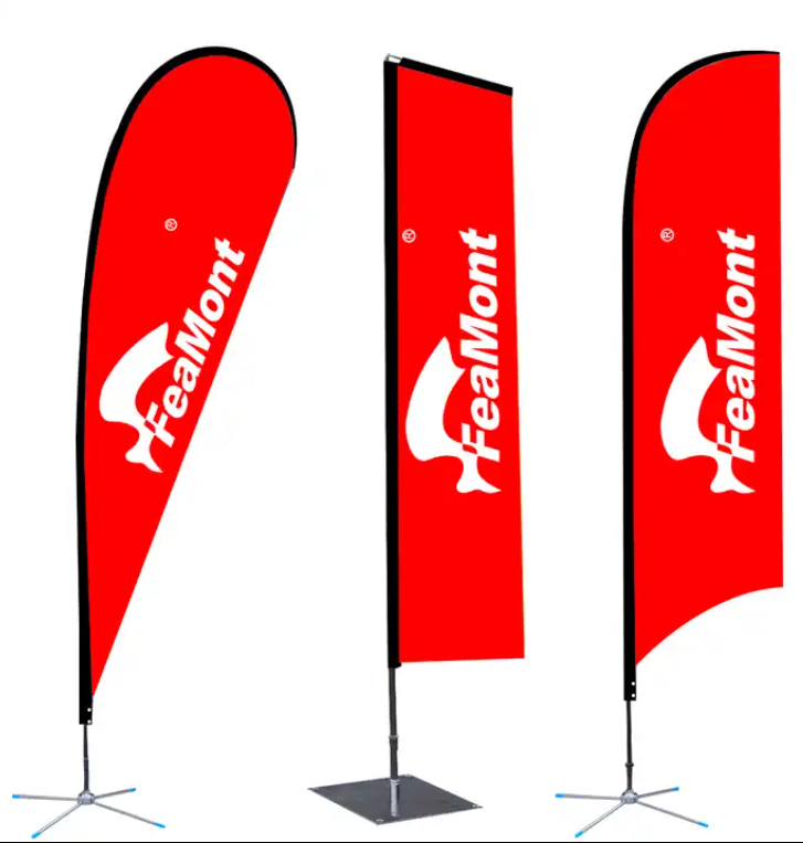 Teardrop flying banner beach flagpole sale now open house car wash swooper custom printed feather flag with spike base